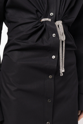 Macie Lapel Bow Mini Dress In Black